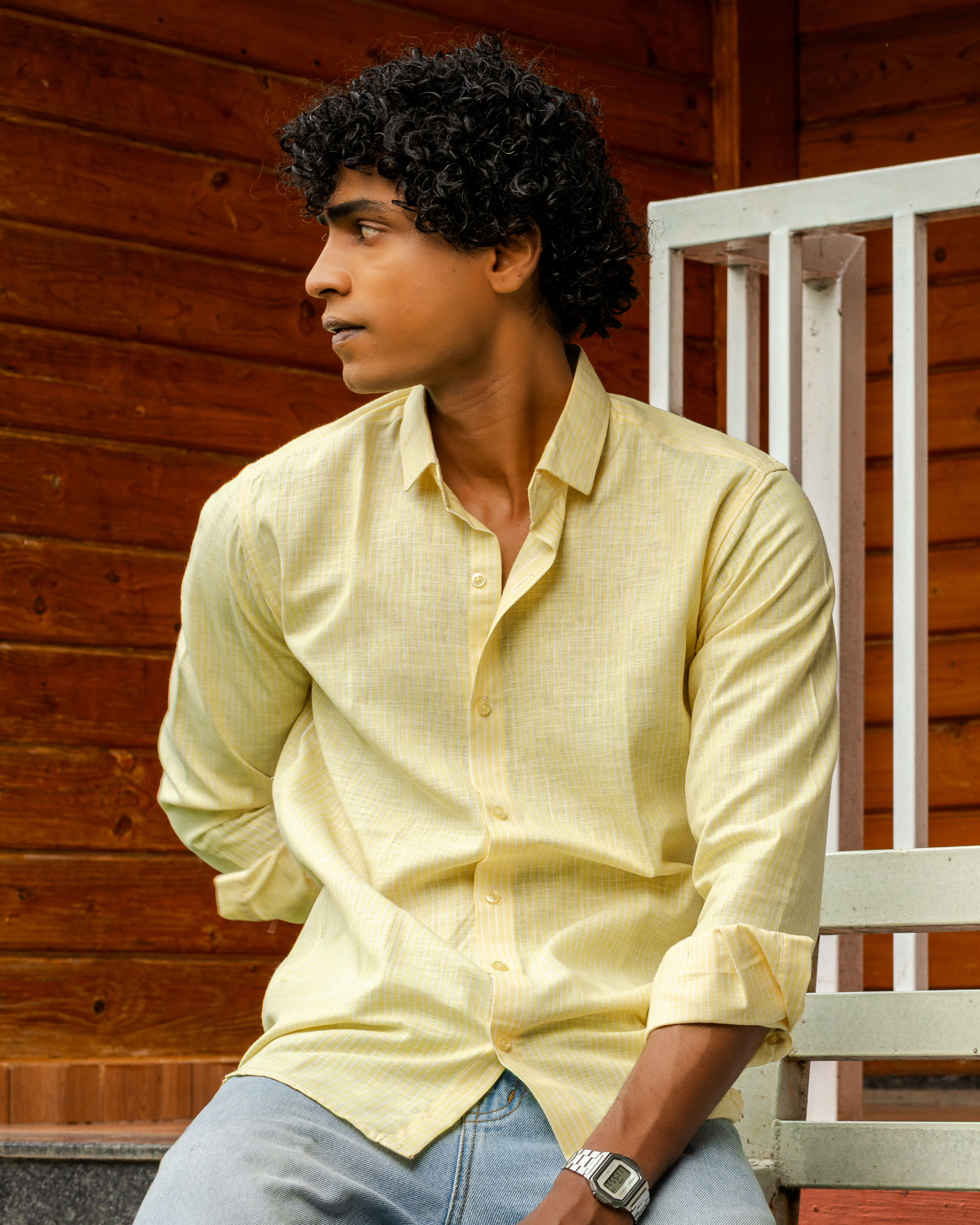 Lumi | Yellow Fine-Stripe Shirt