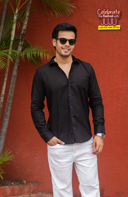 Classic Shirt | Black | Cotton Linen Shirt