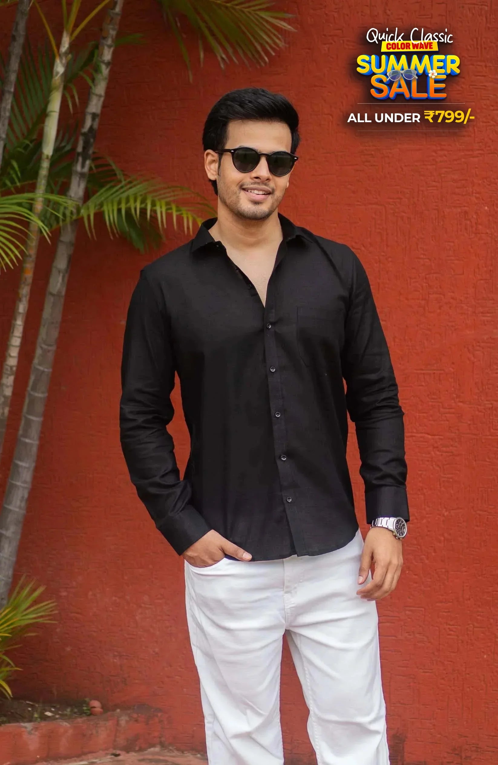 Classic Shirt | Black | Cotton Linen - Shirt