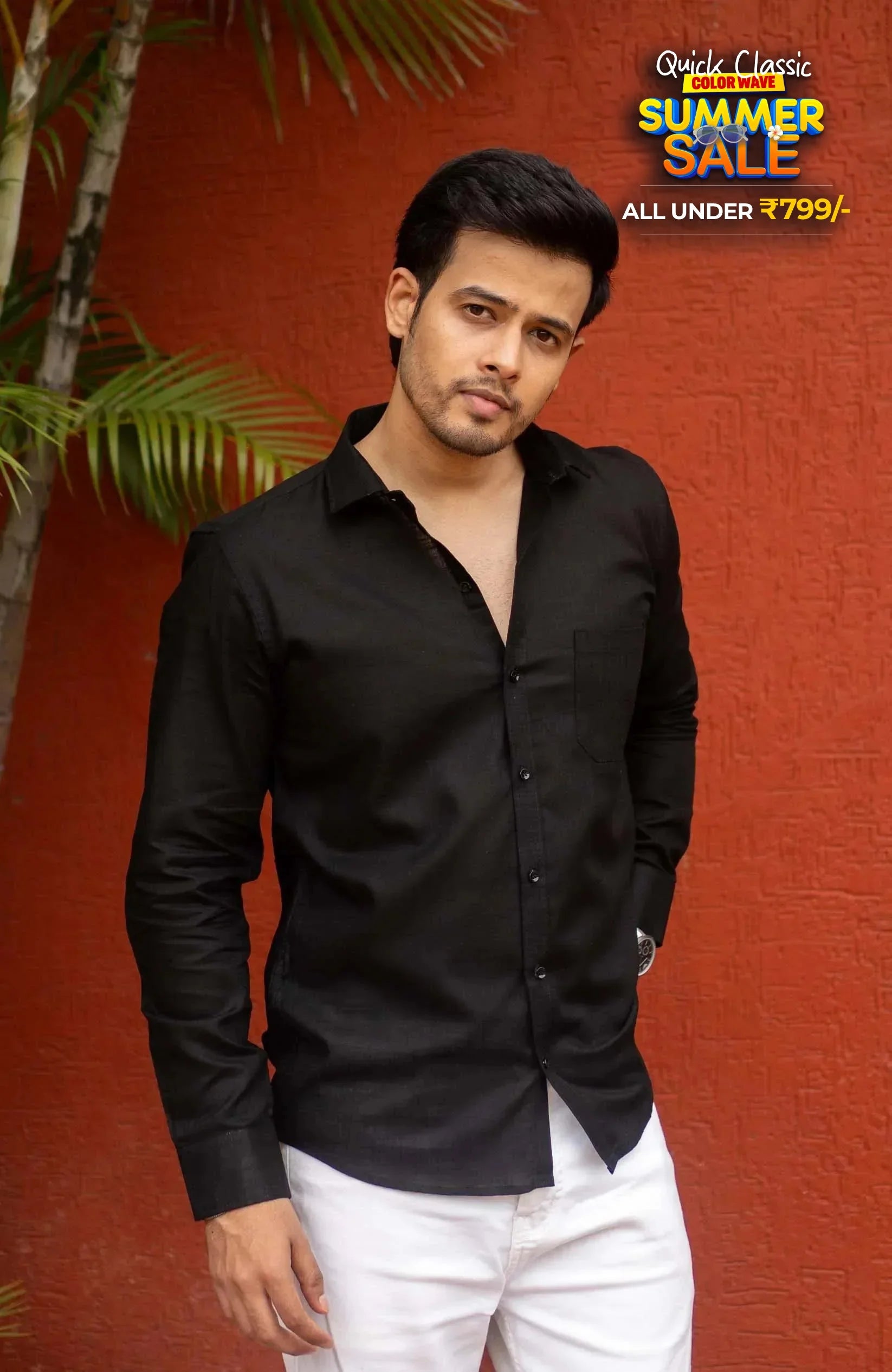 Classic Shirt | Black | Cotton Linen - Shirt