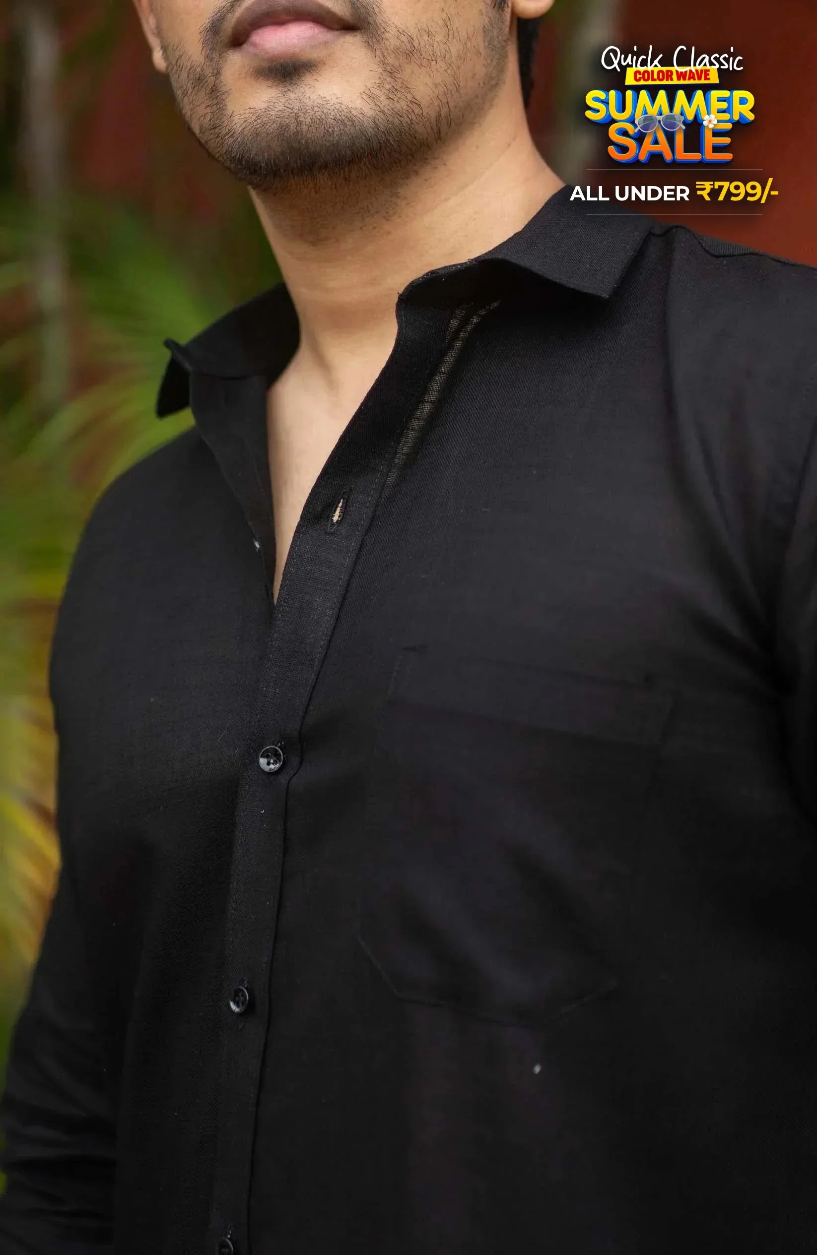 Classic Shirt | Black | Cotton Linen - Shirt