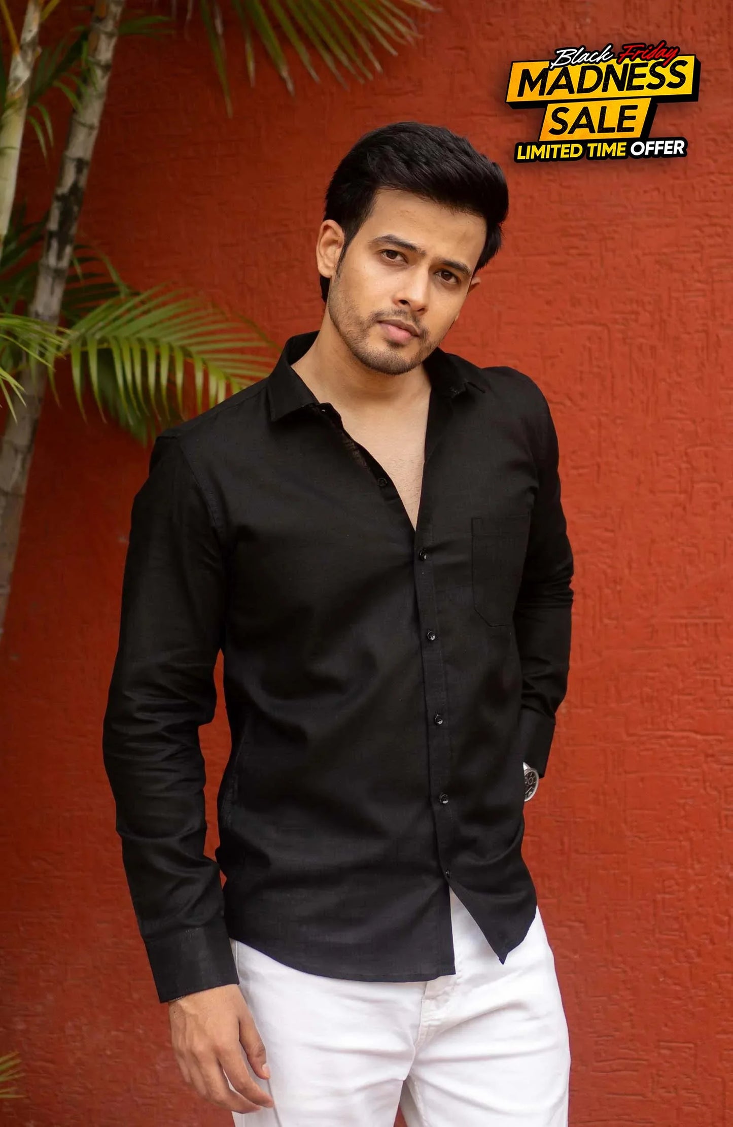 Classic Shirt | Black | Cotton Linen - Shirt