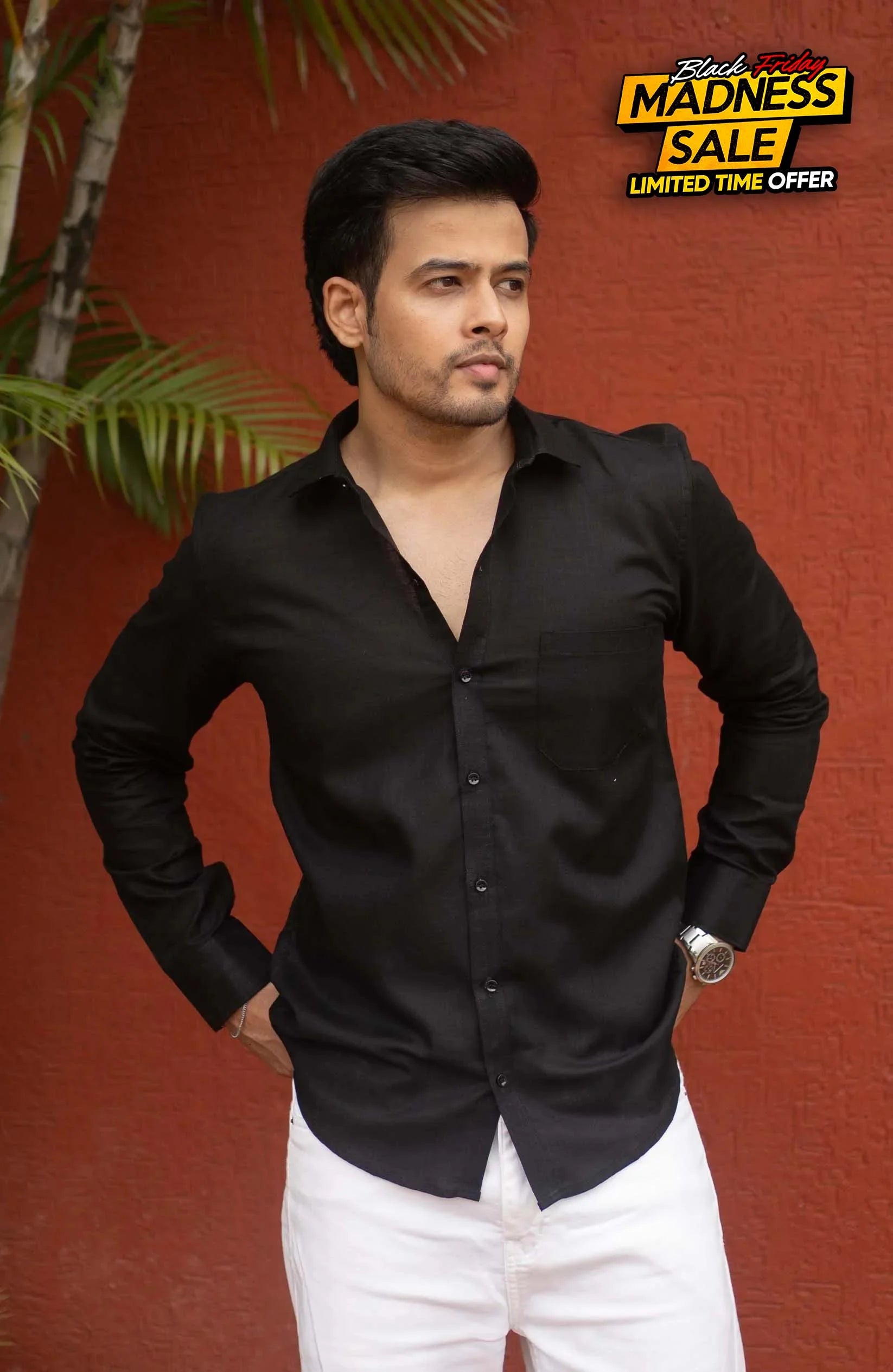 Classic Shirt | Black | Cotton Linen - Shirt