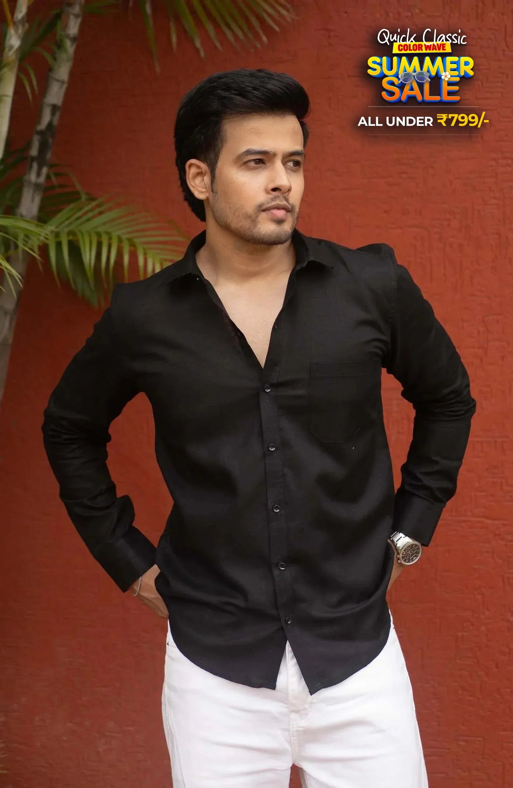 Classic Shirt | Black | Cotton Linen - Shirt