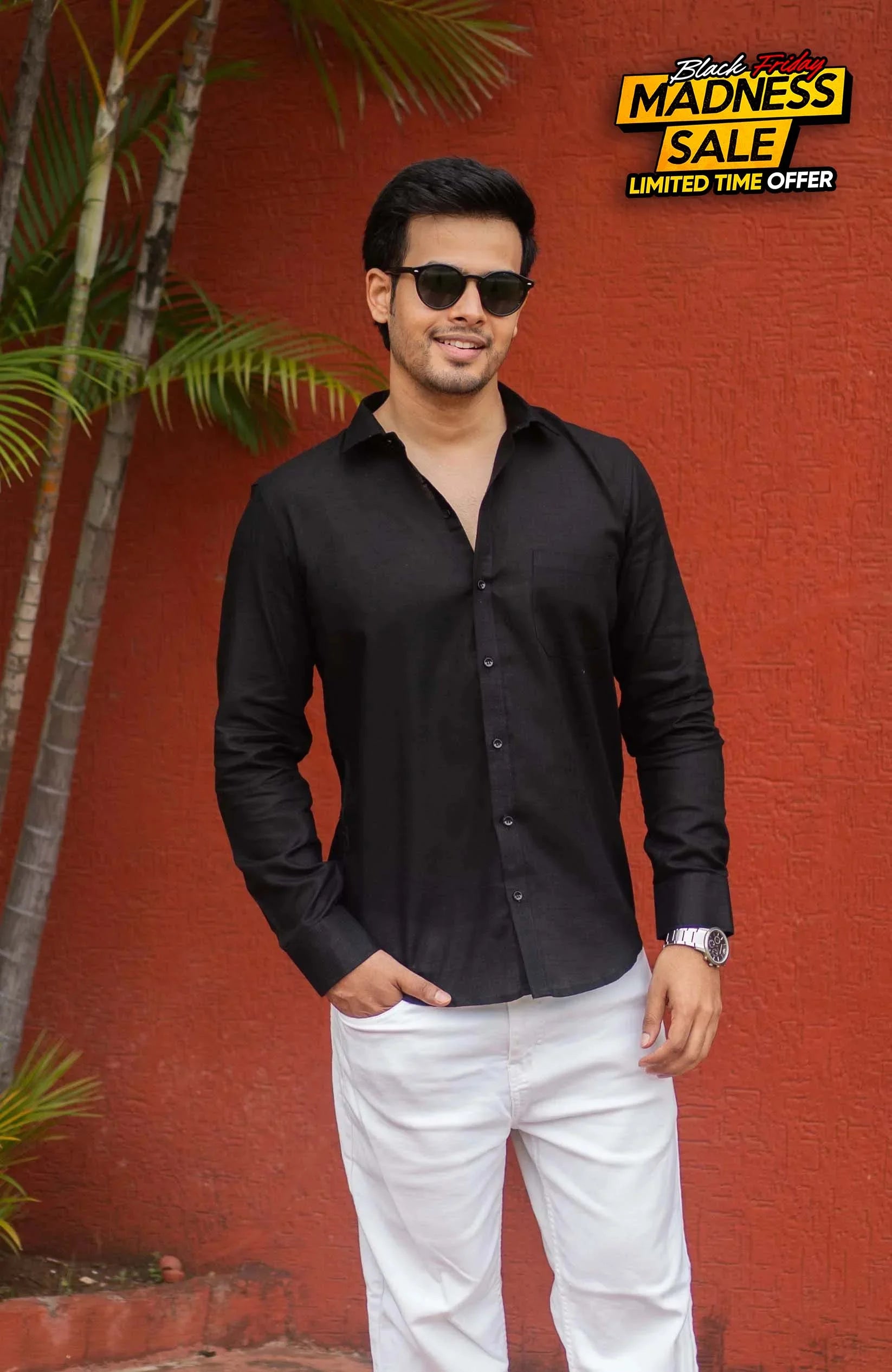 Classic Shirt | Black | Cotton Linen - Shirt