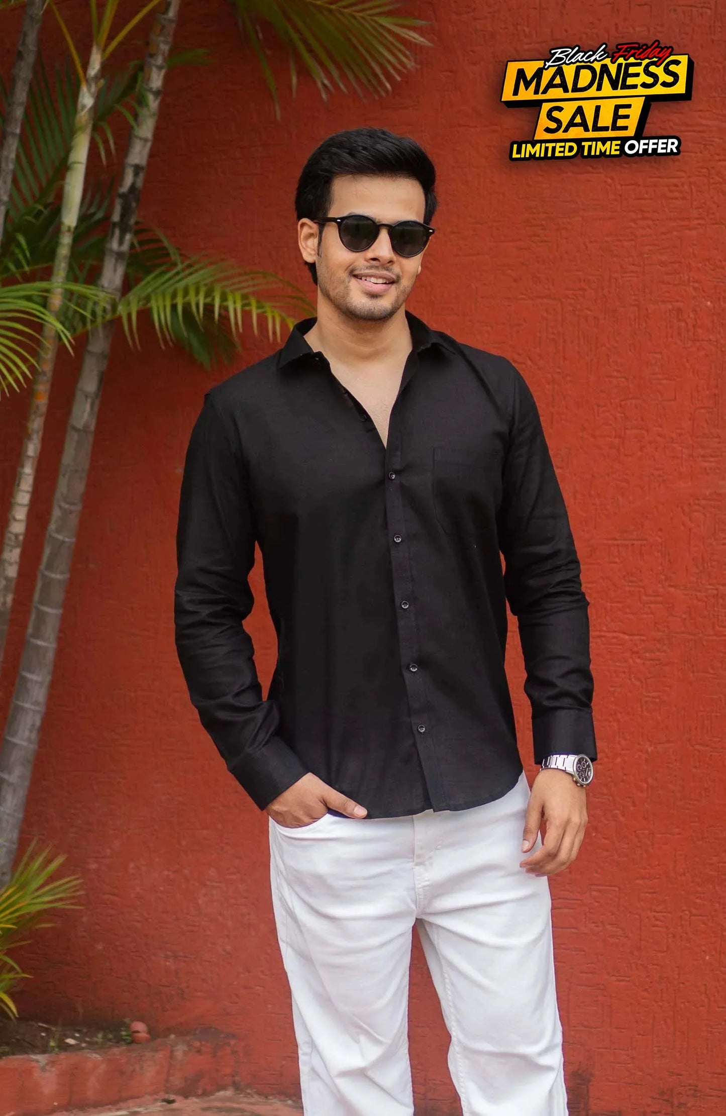 Classic Shirt | Black | Cotton Linen - Shirt