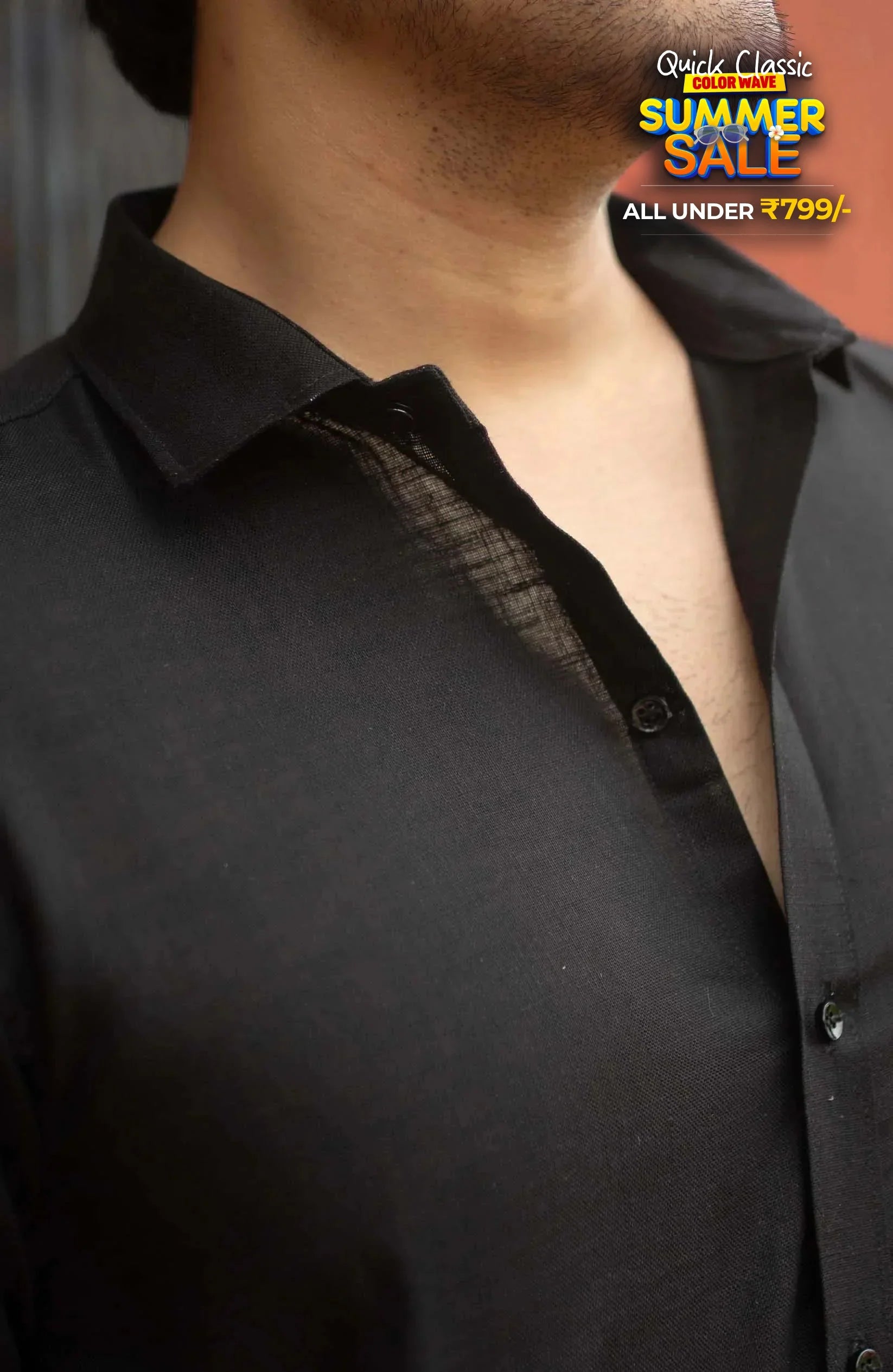 Classic Shirt | Black | Cotton Linen - Shirt