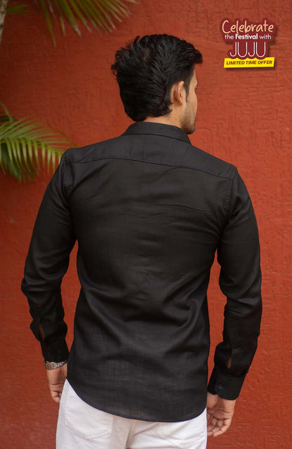 Classic Shirt | Black | Cotton Linen Shirt