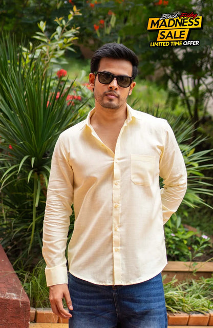 Classic Shirt | Butter Yellow | Cotton Linen - Shirt