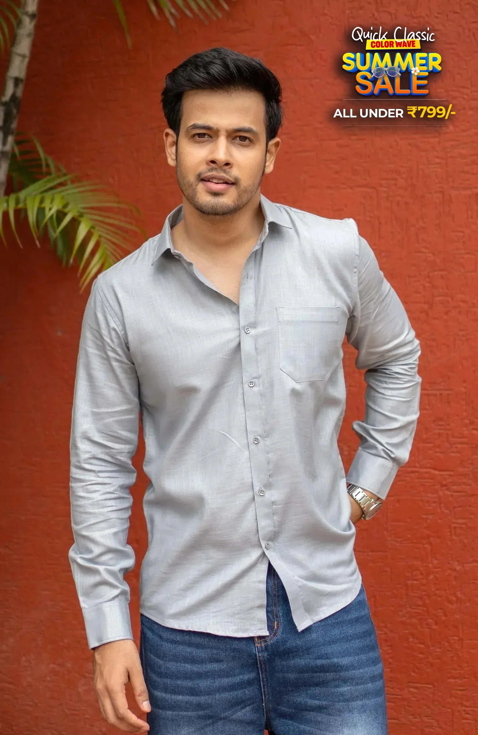 Classic Shirt | Grey | Cotton Linen - Shirt