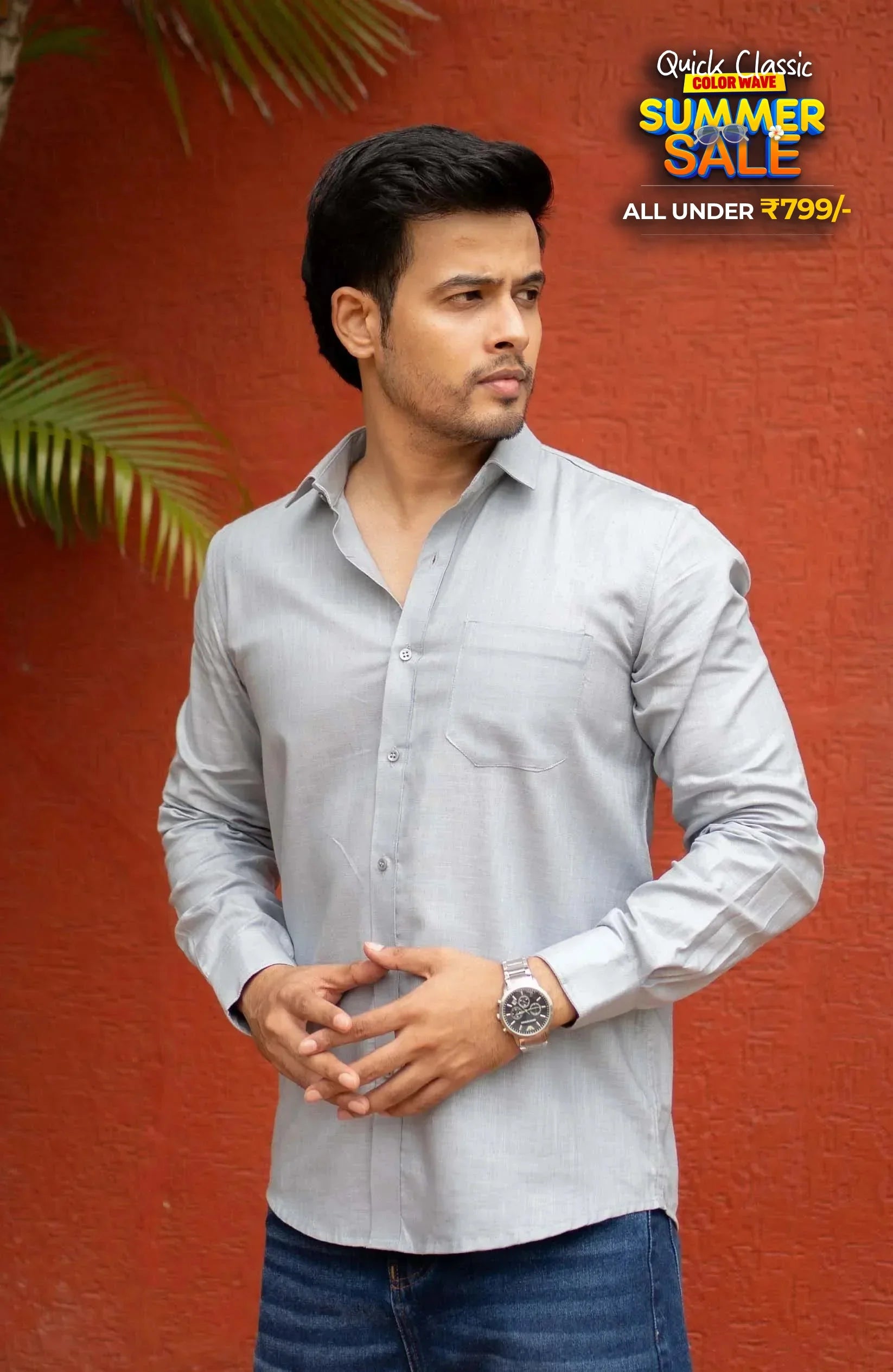 Classic Shirt | Grey | Cotton Linen - Shirt