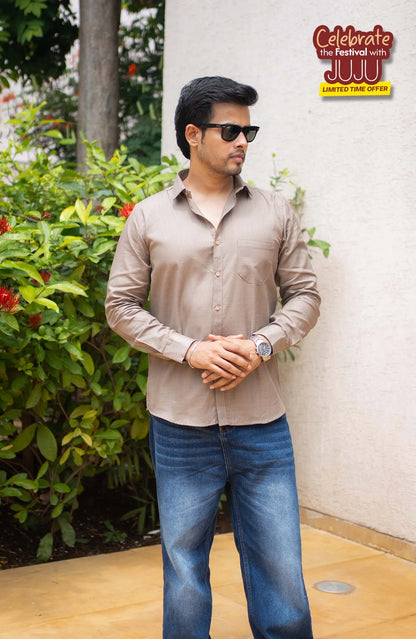Classic Shirt | khaki | Cotton–Linen Shirt