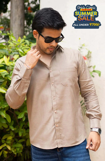 Classic Shirt | khaki | Cotton Linen - Shirt