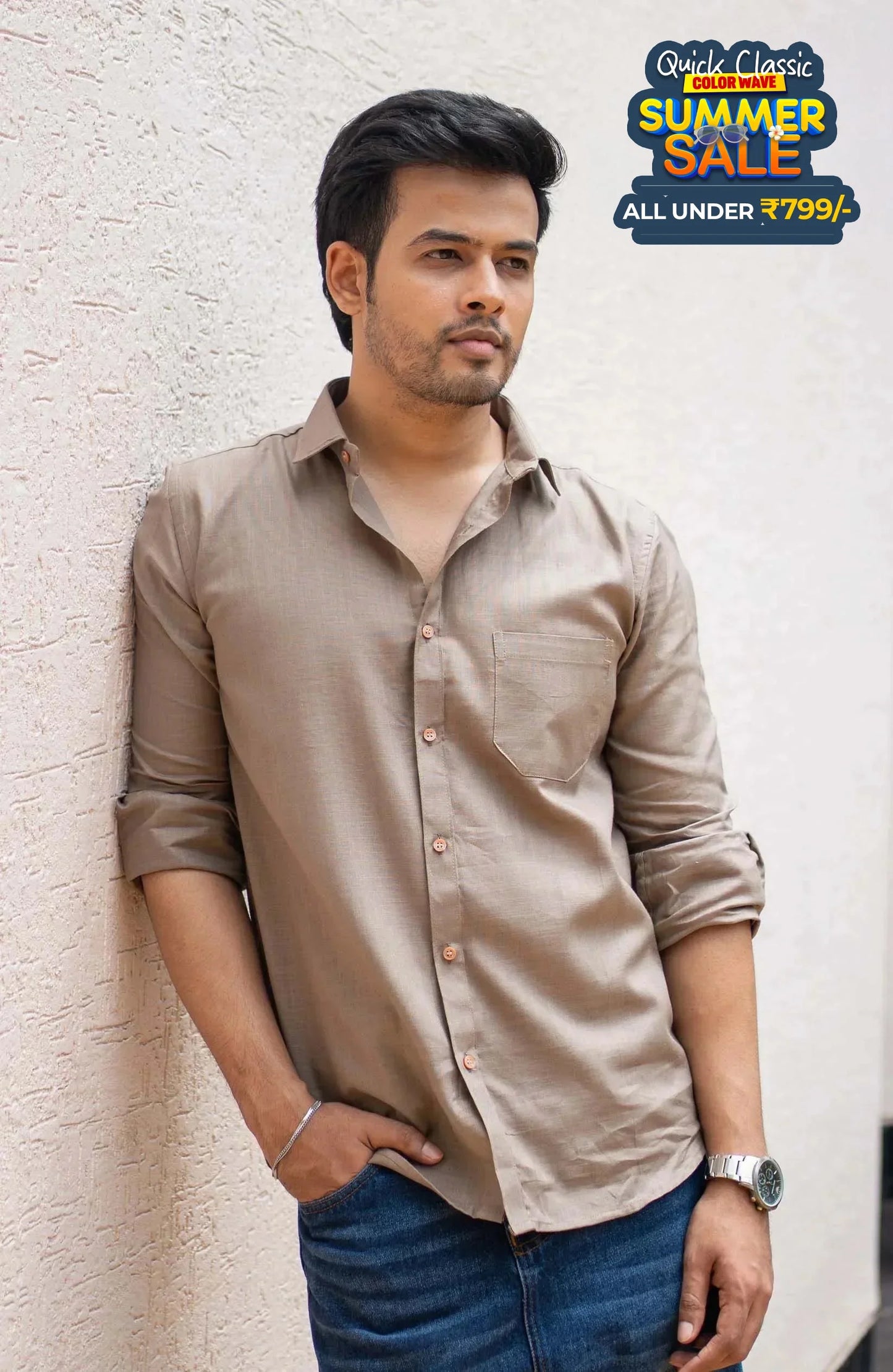 Classic Shirt | khaki | Cotton Linen - Shirt