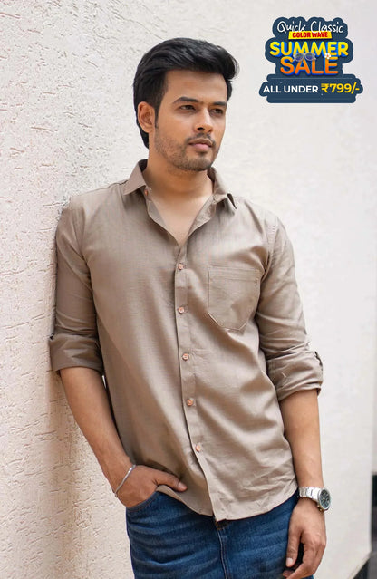Classic Shirt | khaki | Cotton Linen - Shirt