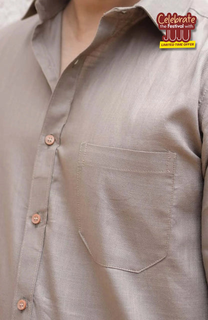 Classic Shirt | khaki | Cotton–Linen Shirt