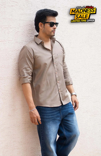 Classic Shirt | khaki | Cotton Linen - Shirt