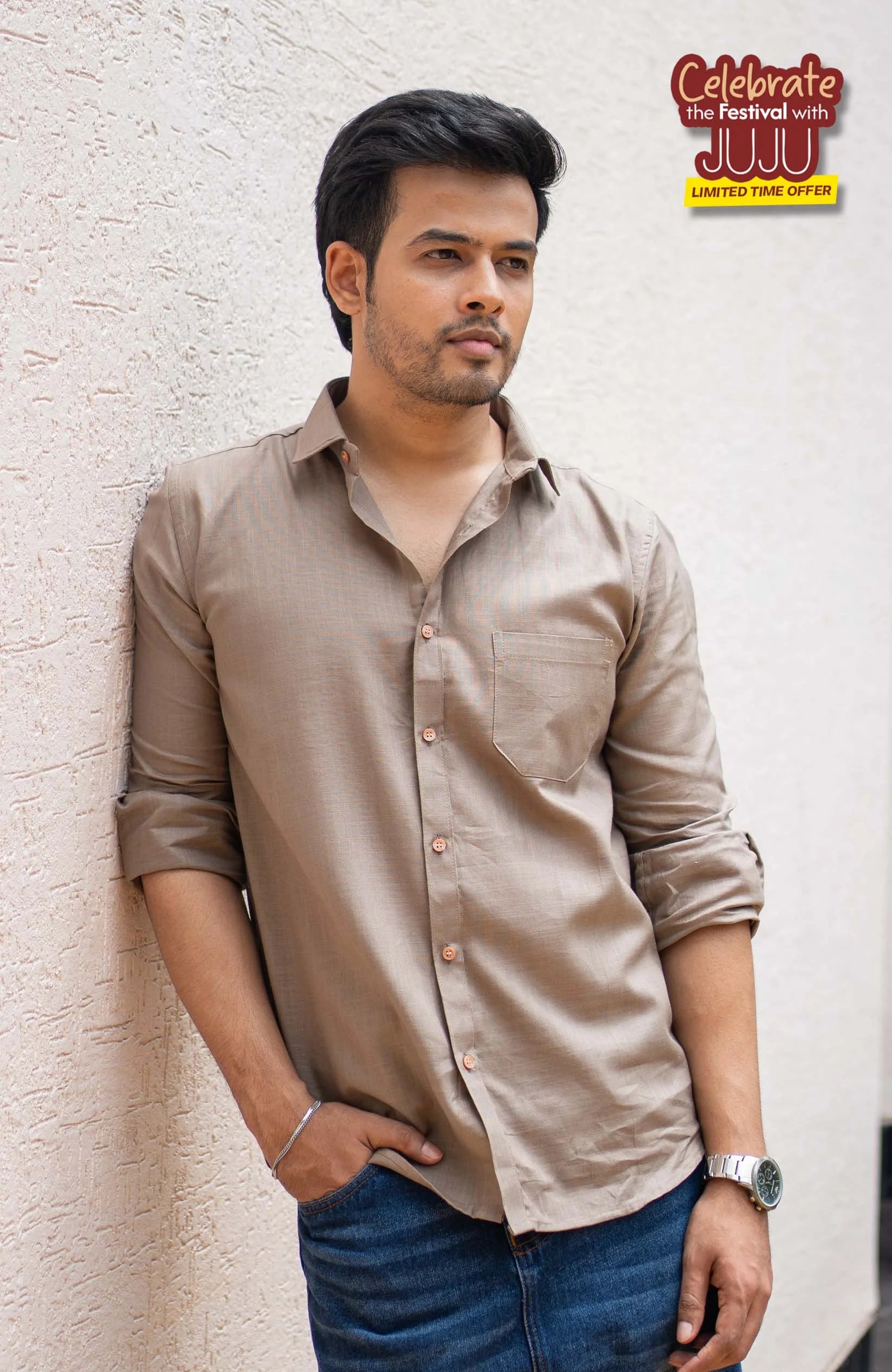 Classic Shirt | khaki | Cotton–Linen Shirt