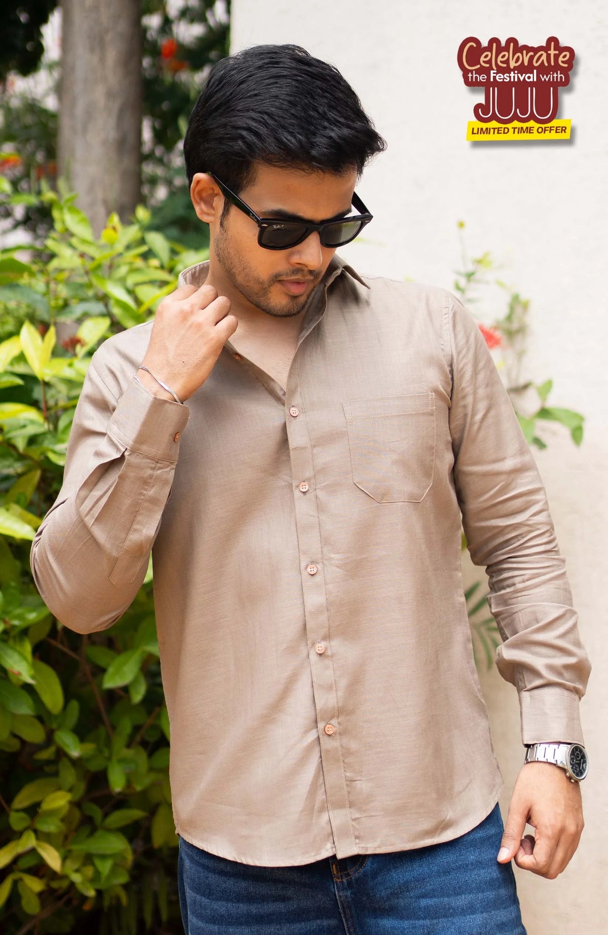 Classic Shirt | khaki | Cotton–Linen Shirt