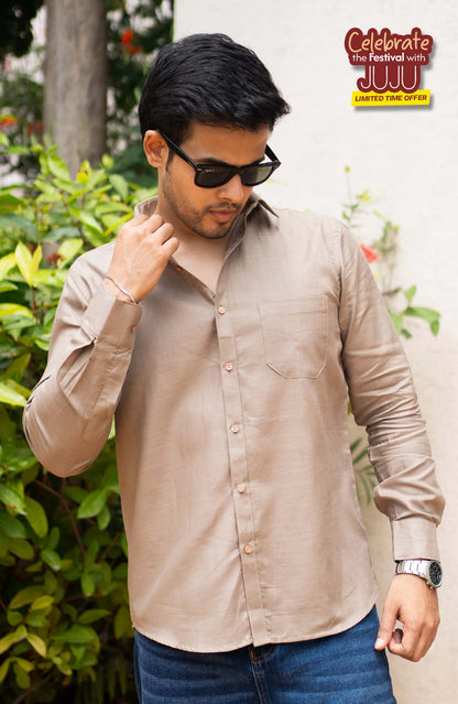 Classic Shirt | khaki | Cotton–Linen Shirt