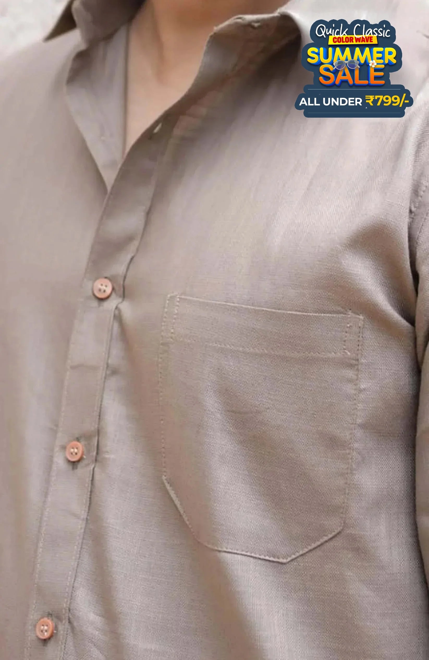 Classic Shirt | khaki | Cotton Linen - Shirt