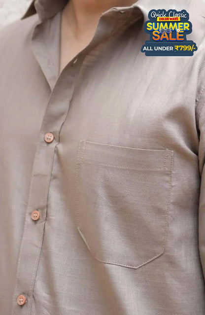 Classic Shirt | khaki | Cotton Linen - Shirt