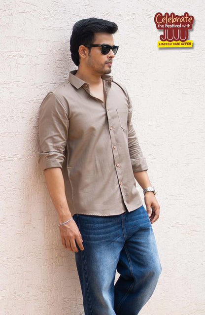 Classic Shirt | khaki | Cotton–Linen Shirt
