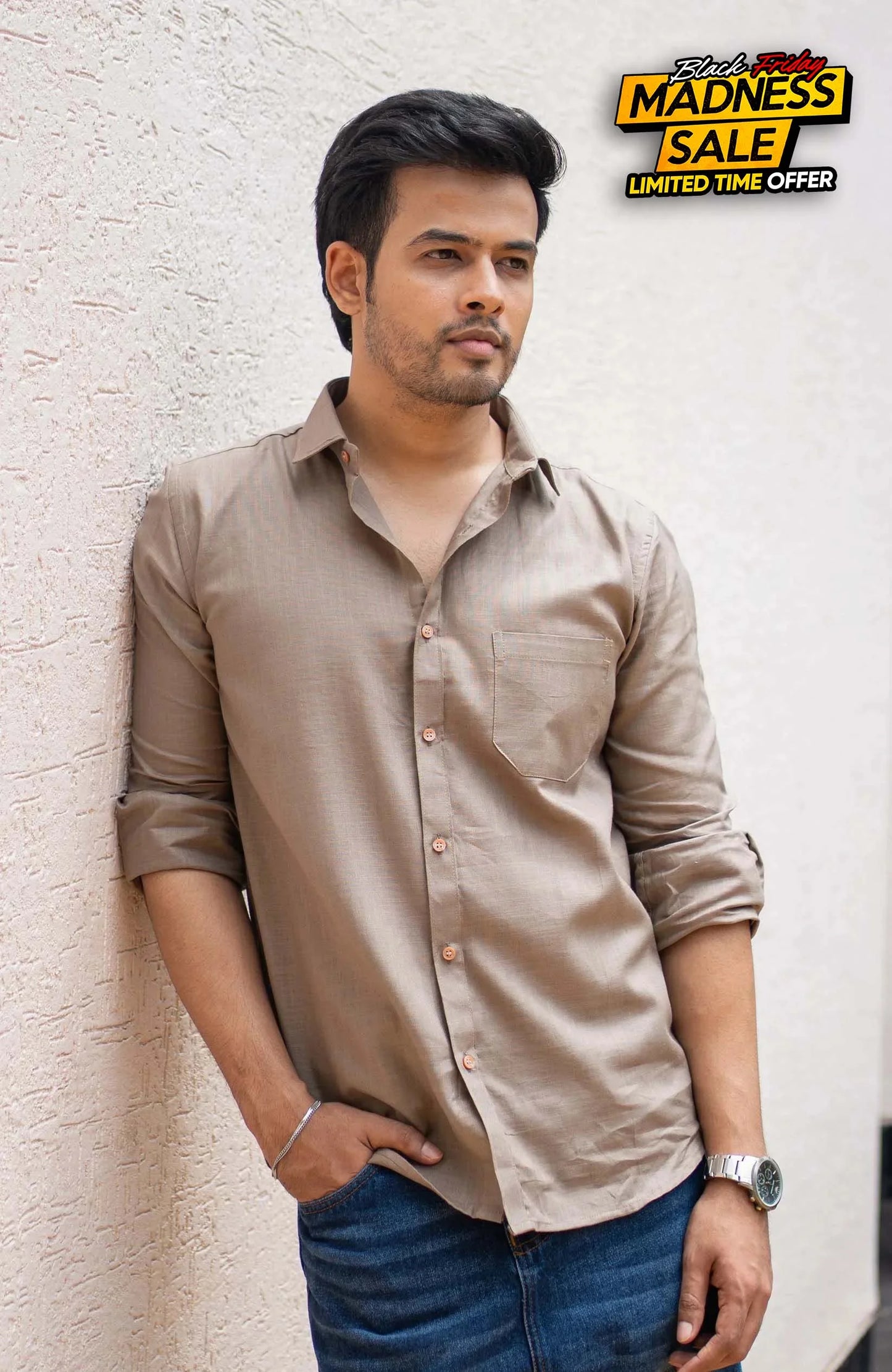 Classic Shirt | khaki | Cotton Linen - Shirt