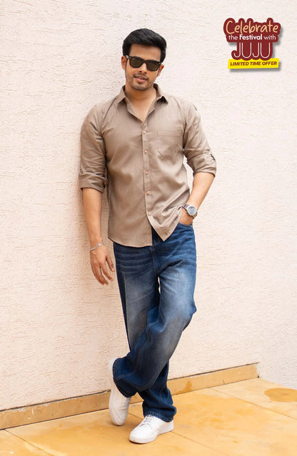 Classic Shirt | khaki | Cotton–Linen Shirt