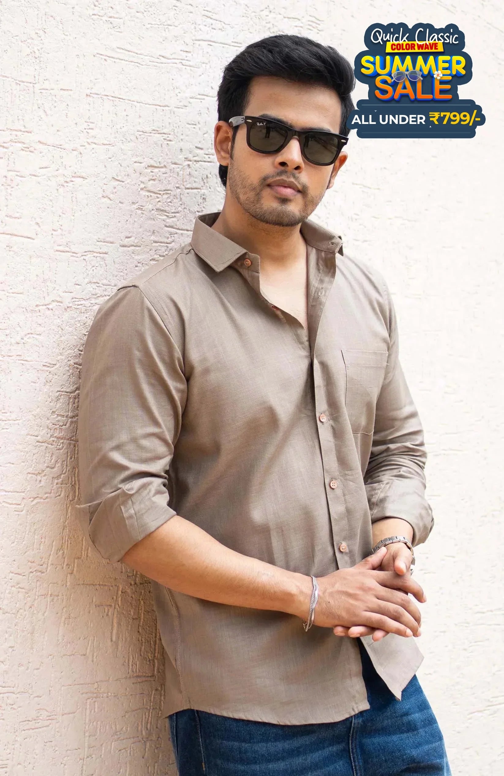 Classic Shirt | khaki | Cotton Linen - Shirt