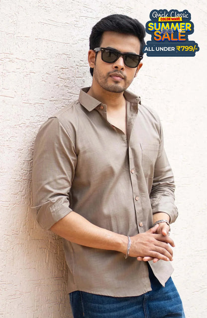 Classic Shirt | khaki | Cotton Linen - Shirt