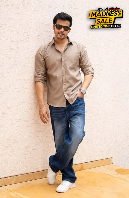Classic Shirt | khaki | Cotton Linen - Shirt