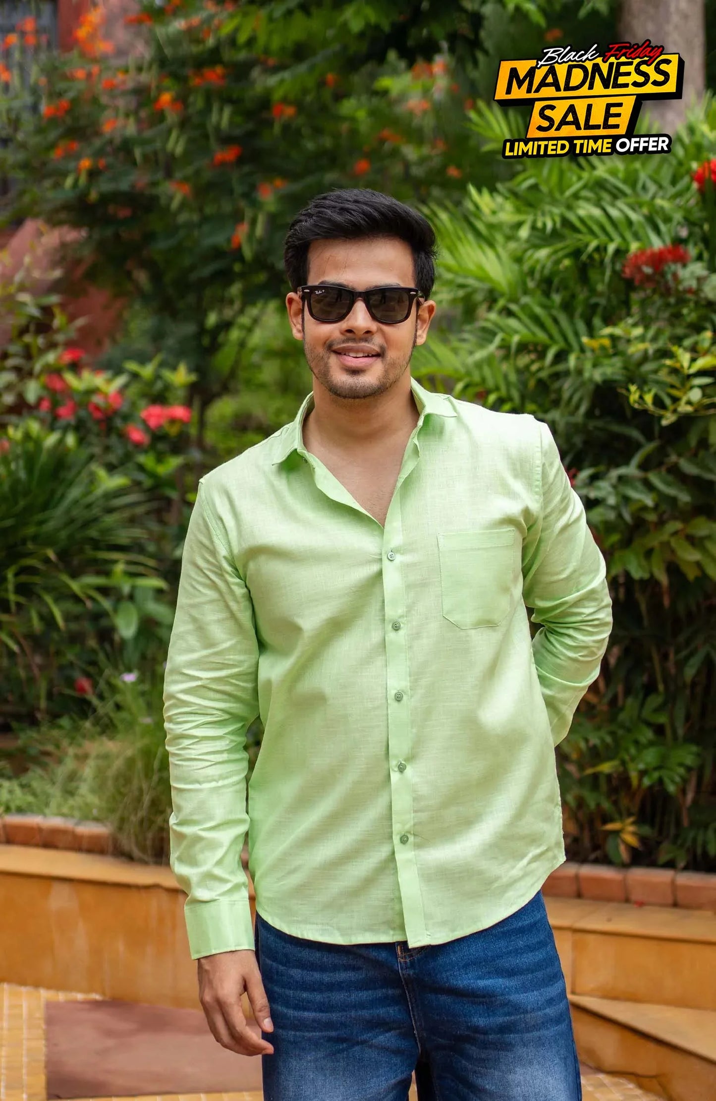 Classic Shirt | Leaf Green | Cotton Linen - Shirt