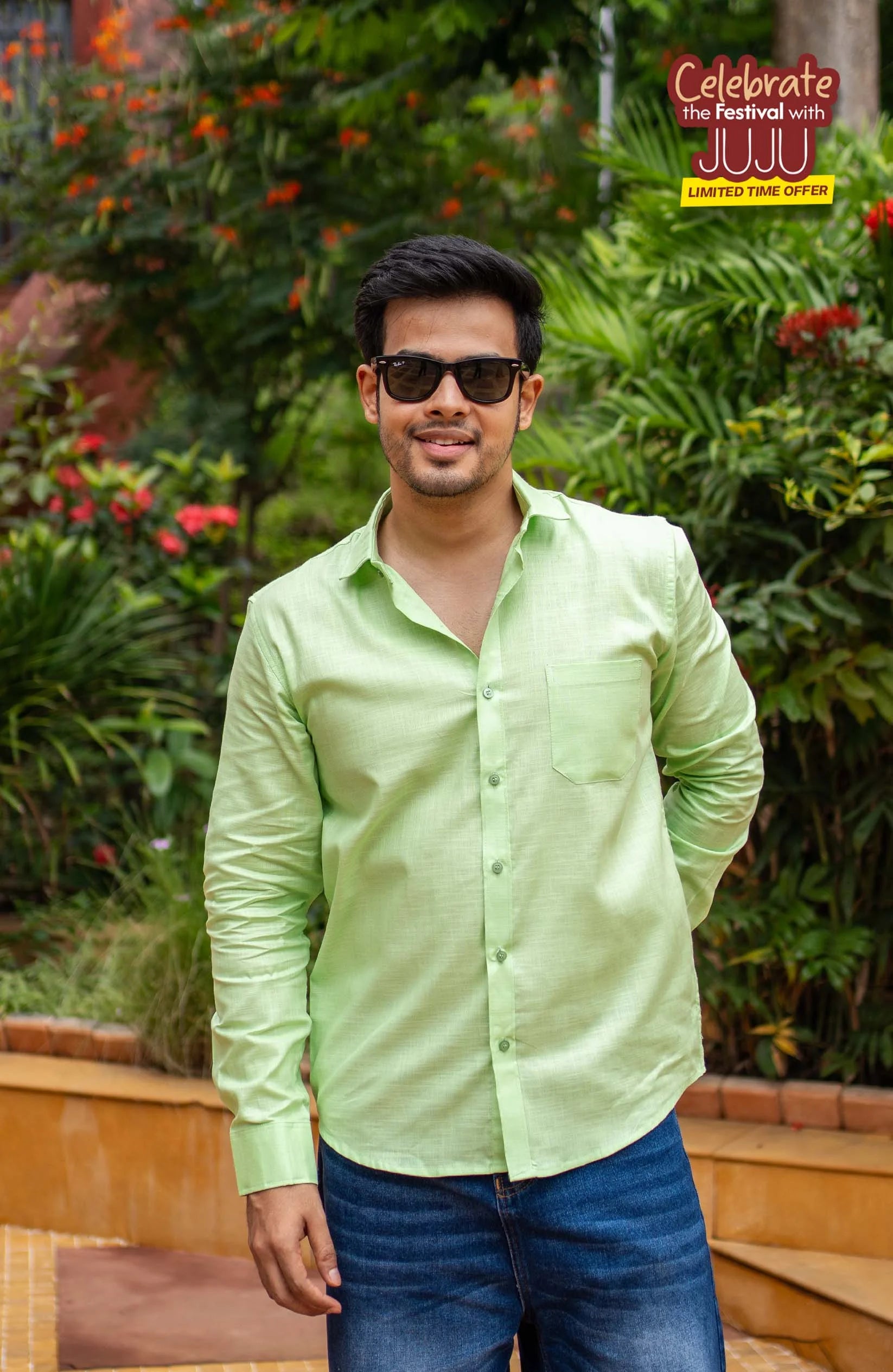 Classic Shirt | Leaf Green | Cotton Linen - Shirt