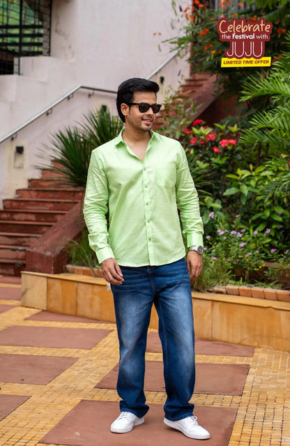 Classic Shirt | Leaf Green | Cotton Linen - Shirt