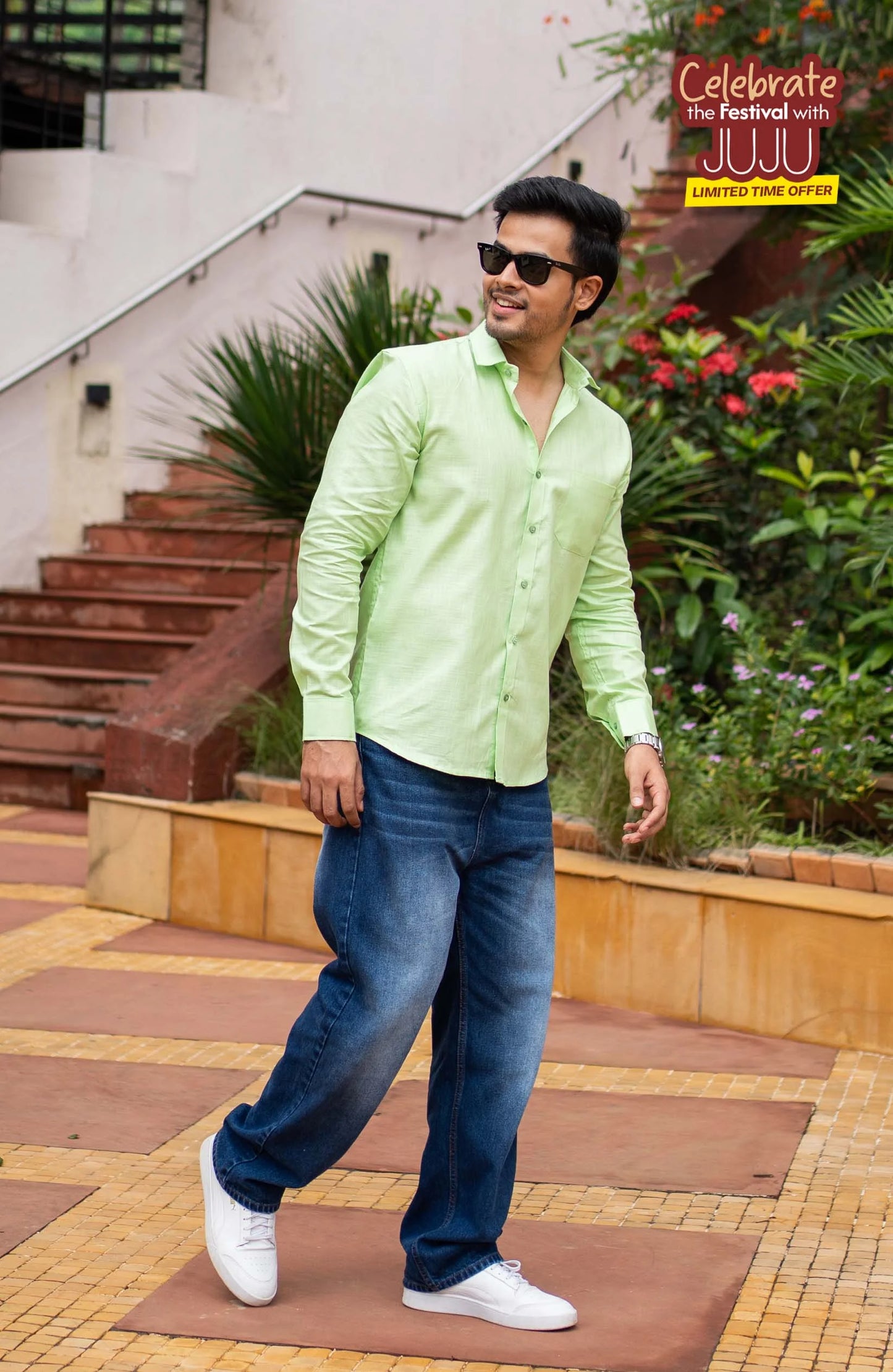 Classic Shirt | Leaf Green | Cotton–Linen Shirt