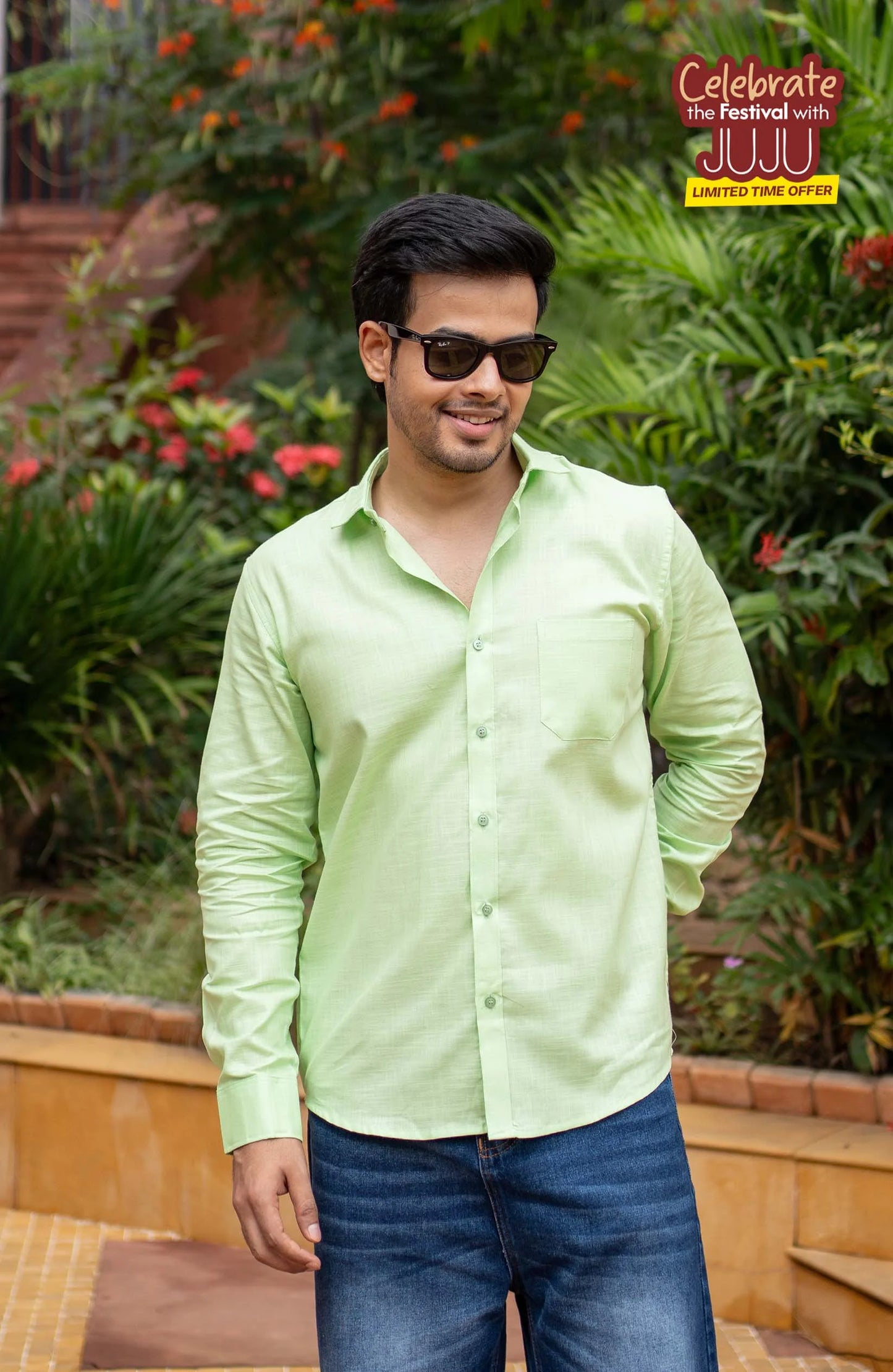Classic Shirt | Leaf Green | Cotton–Linen Shirt
