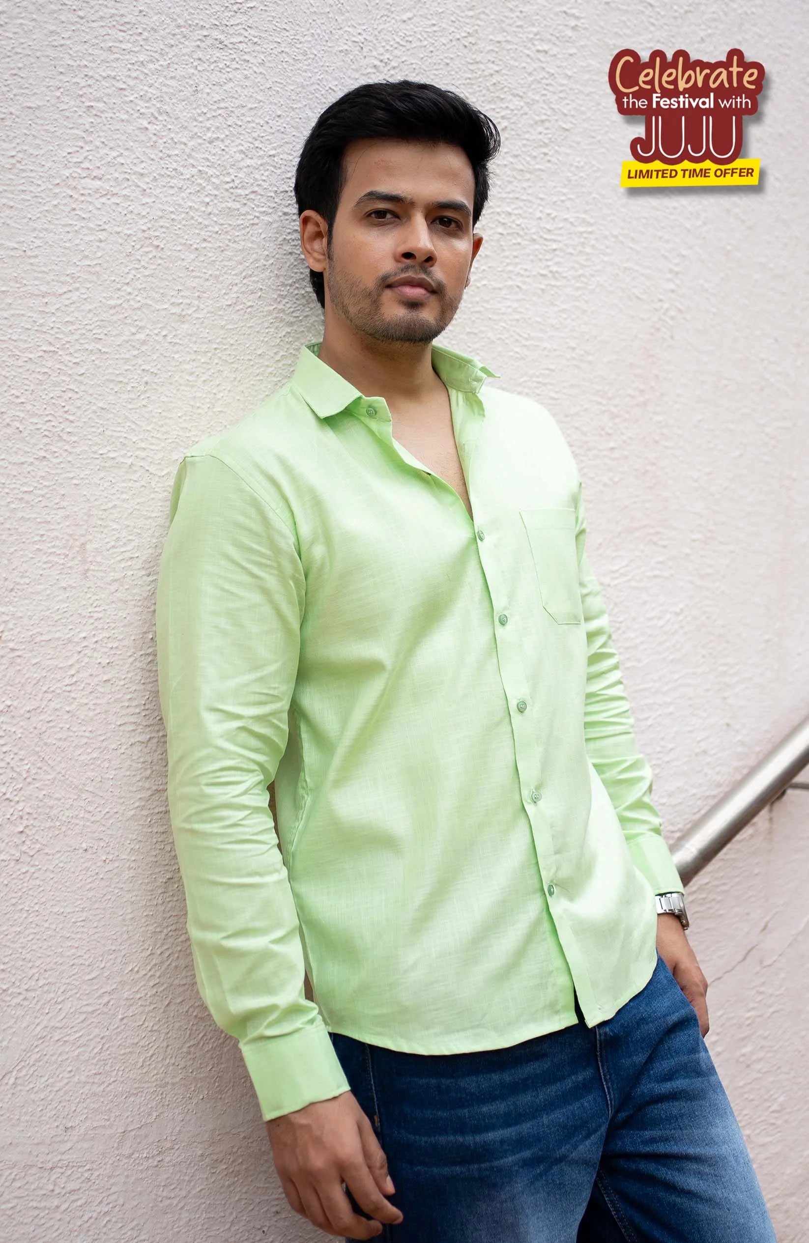 Classic Shirt | Leaf Green | Cotton–Linen Shirt