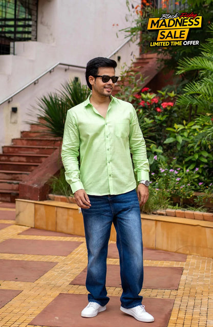 Classic Shirt | Leaf Green | Cotton Linen - Shirt