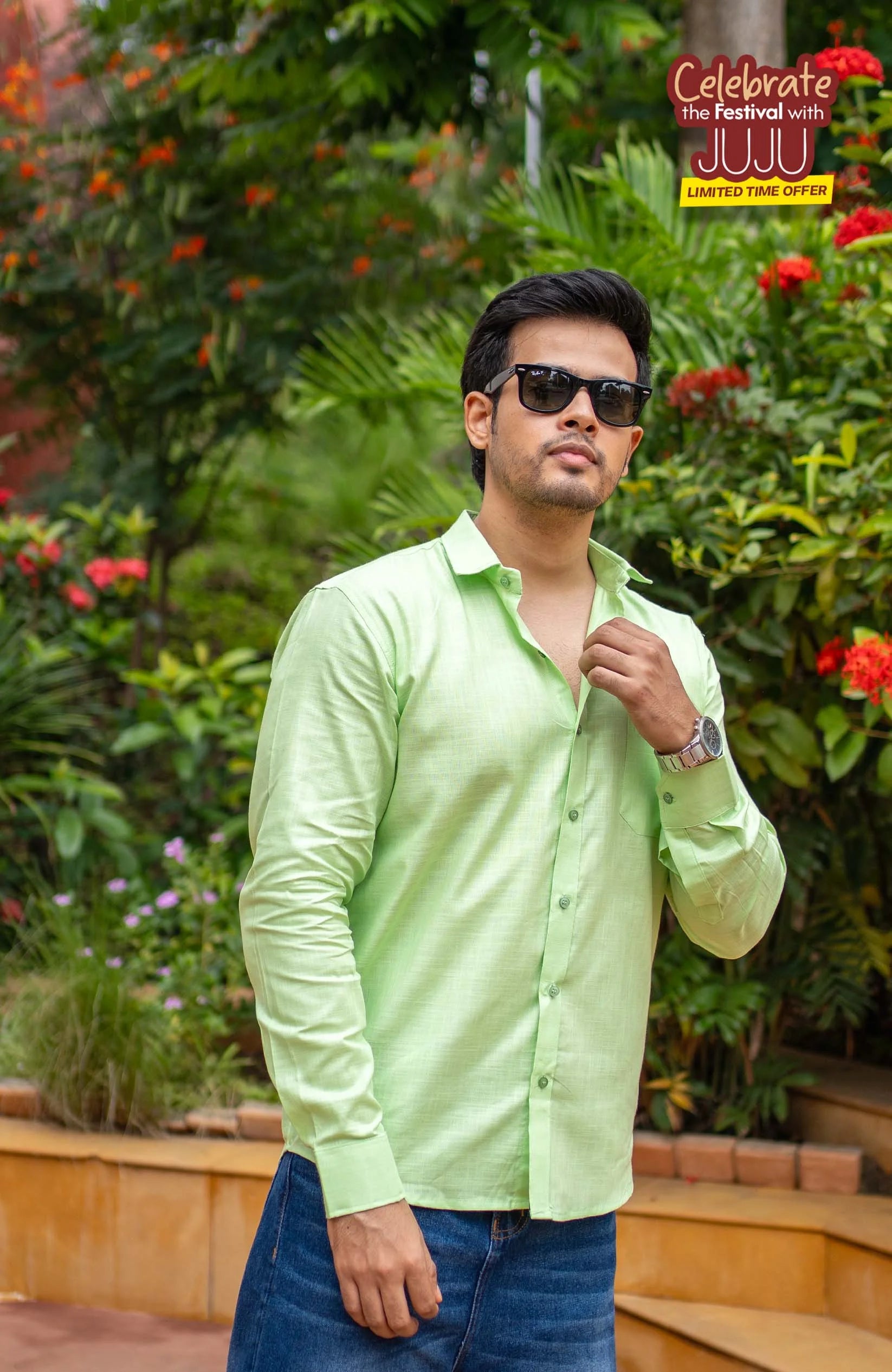 Classic Shirt | Leaf Green | Cotton Linen - Shirt