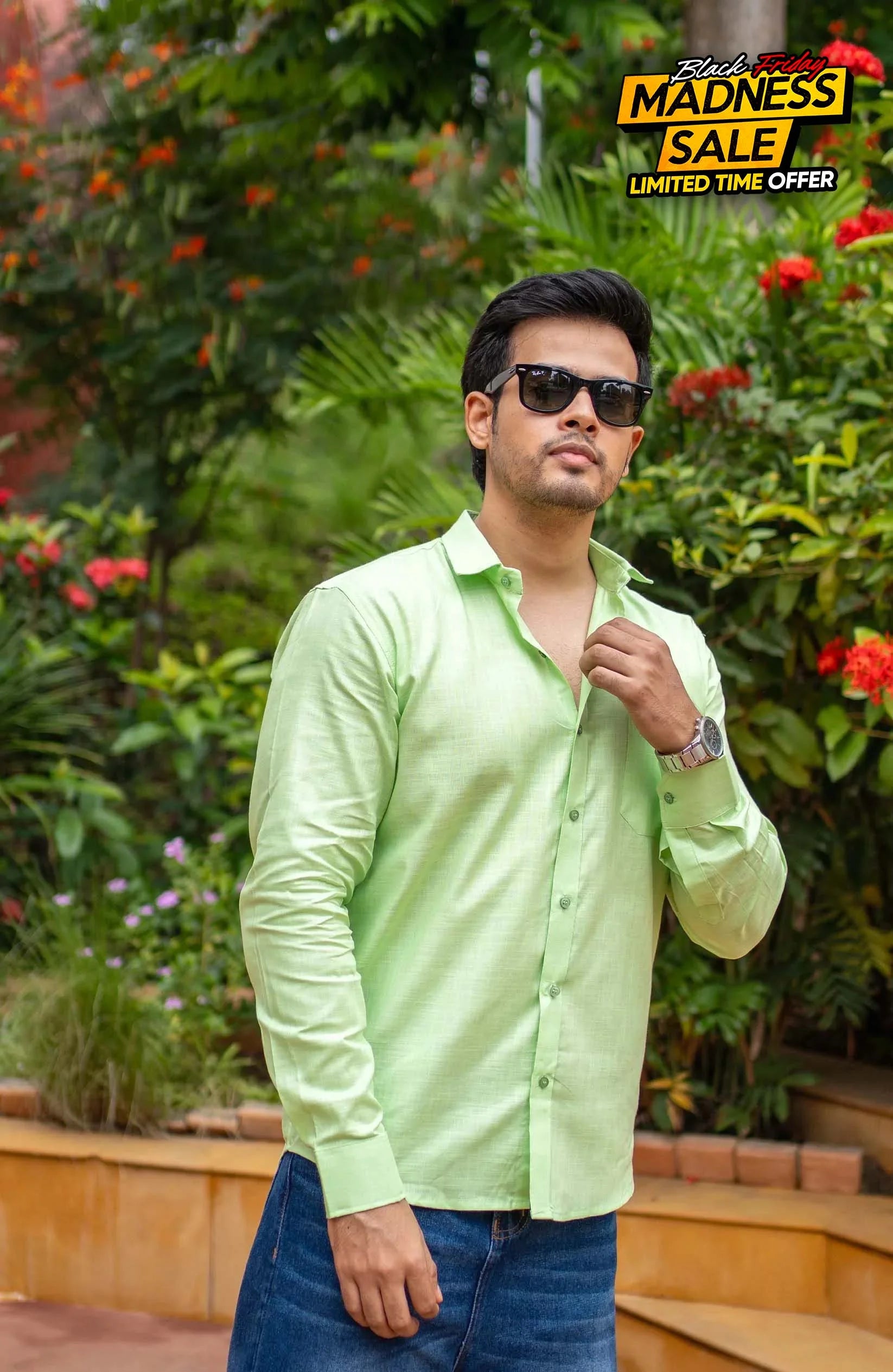 Classic Shirt | Leaf Green | Cotton Linen - Shirt