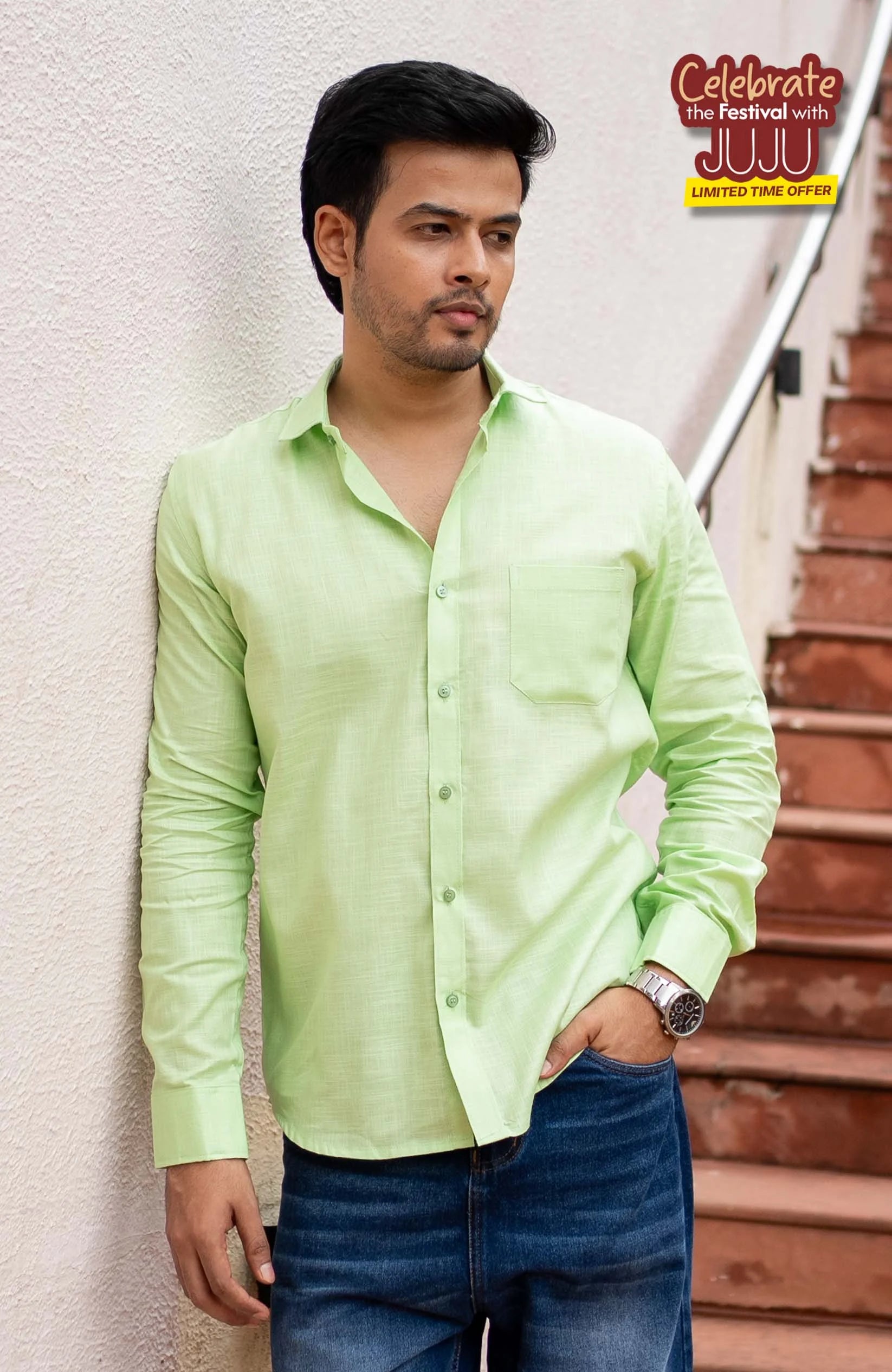 Classic Shirt | Leaf Green | Cotton–Linen Leaf Green / S Shirt