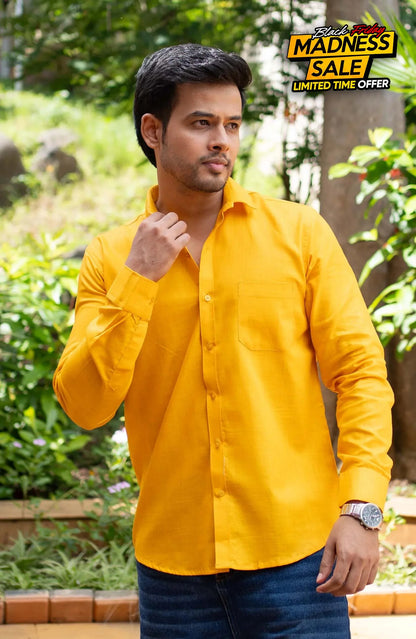 Classic Shirt | Mustard Yellow | Cotton Linen - Shirt