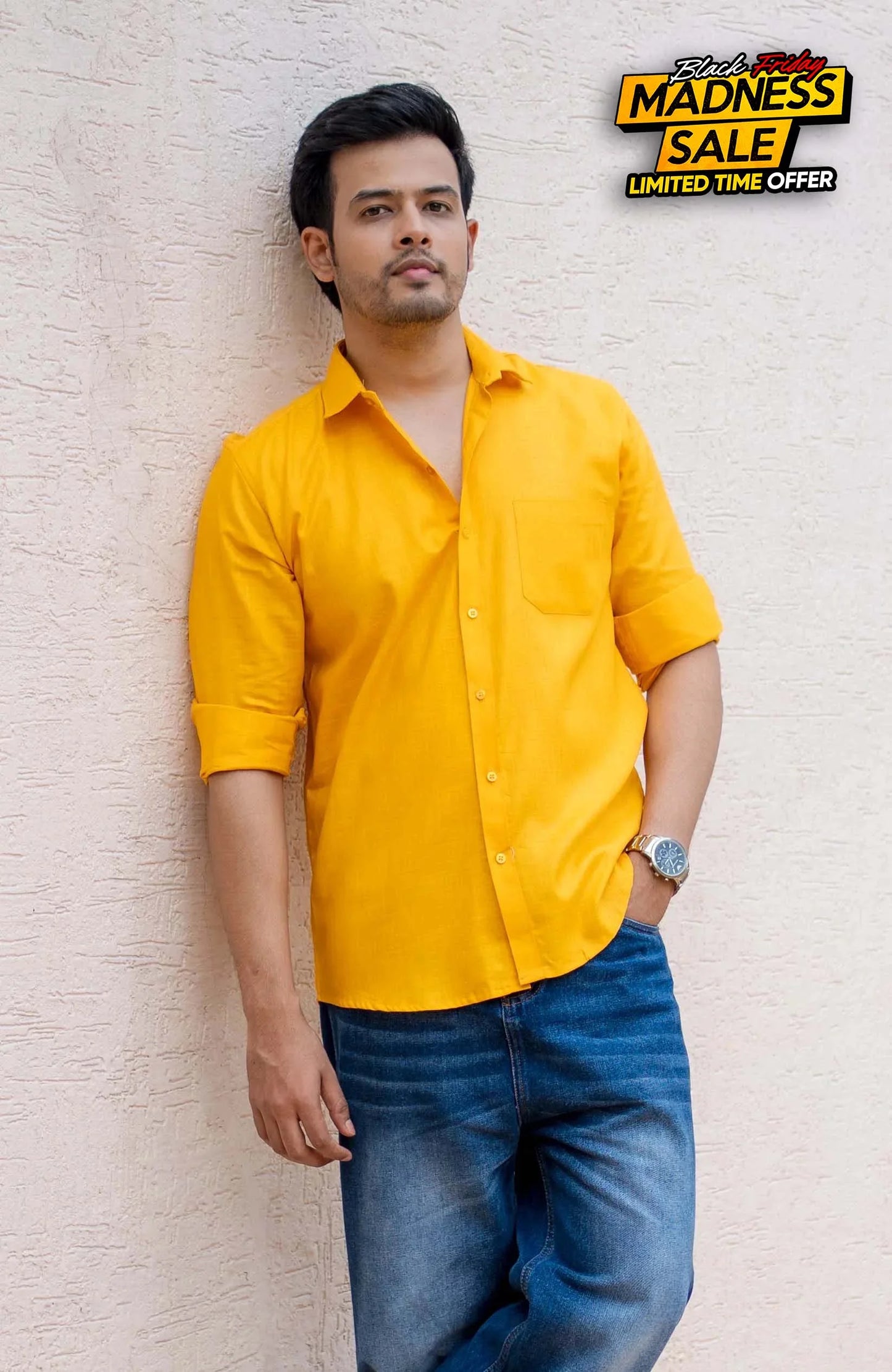 Classic Shirt | Mustard Yellow | Cotton Linen - Shirt