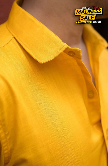 Classic Shirt | Mustard Yellow | Cotton Linen - Shirt
