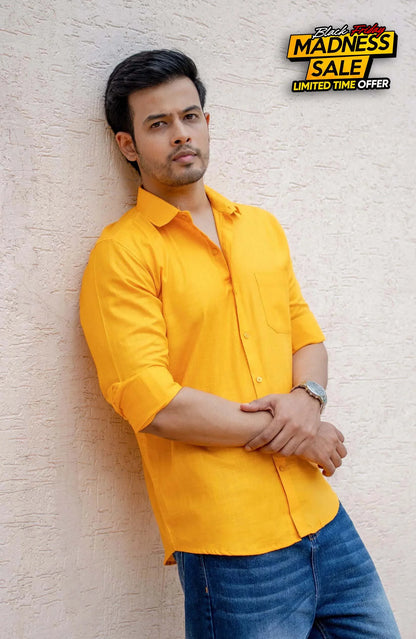 Classic Shirt | Mustard Yellow | Cotton Linen - Shirt