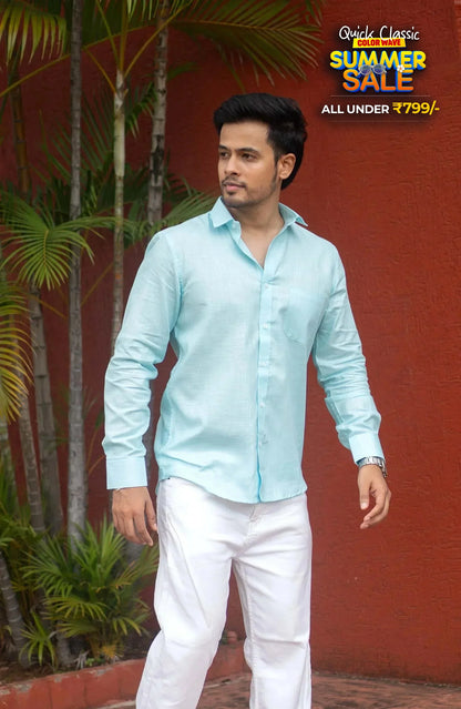 Classic Shirt | Sky Blue | Cotton Linen - Shirt
