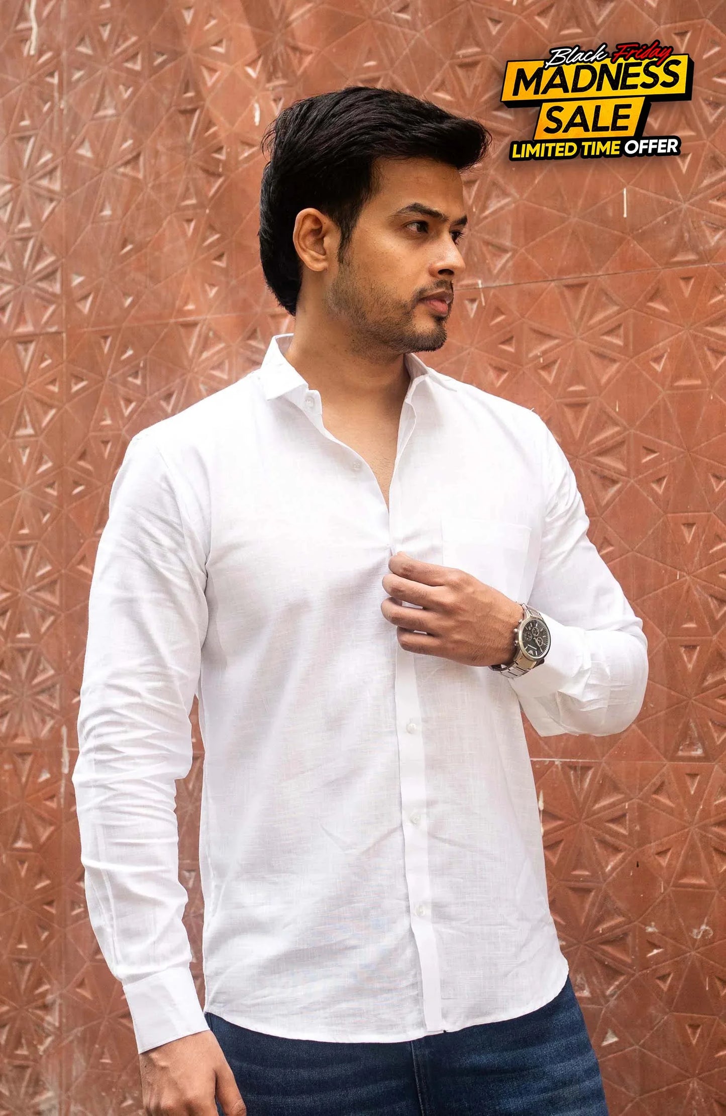 Classic Shirt | White | Cotton Linen - Shirt