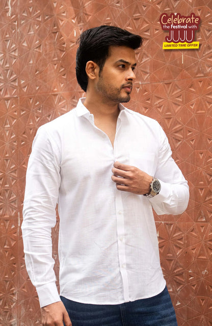 Classic Shirt | White | Cotton Linen Shirt