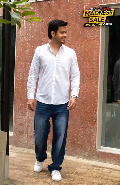 Classic Shirt | White | Cotton Linen - Shirt